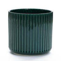 BLUMENTOPF Keramik Dunkelgrün Grün und Weiß Ø35.5xH33 cm - Grün, Keramik (33.5cm)