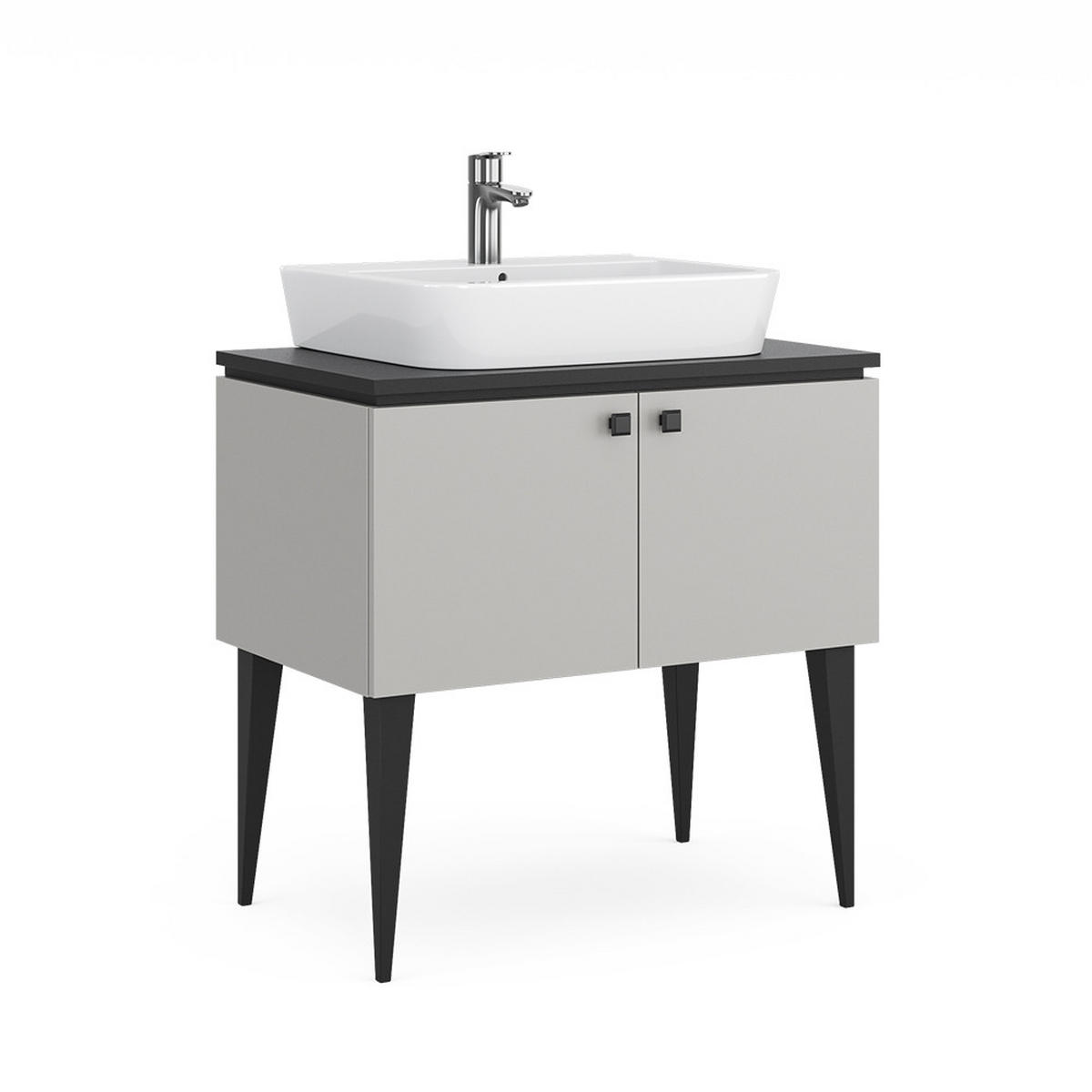WASCHBECKENUNTERSCHRANK Gerta Grau 80 x 79 cm mit Türen - Grau, Holzwerkstoff (80/79/50cm) - Vicco