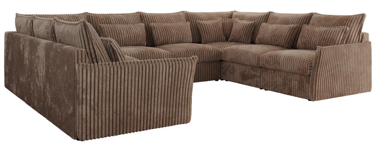 WOHNLANDSCHAFT VERSO U 8M Braun Cord - Schwarz/Braun, Kunststoff/Textil (362/93/270cm) - MKS
