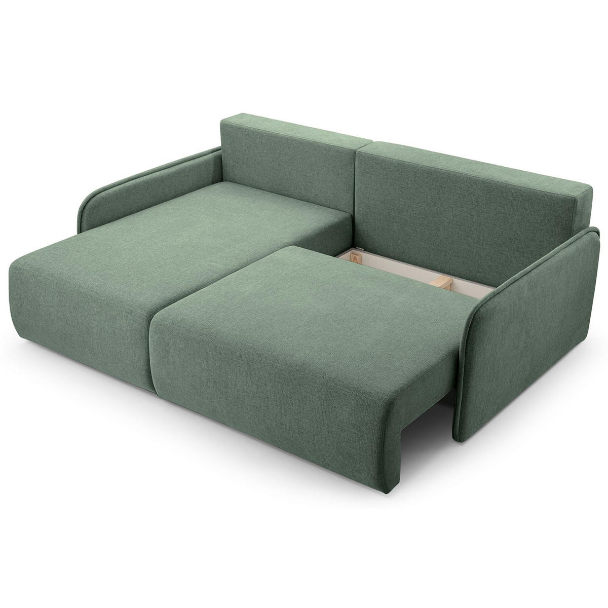 ECKSOFA Netarro, Salbeigrün Chenille, linksseitig - Schwarz/Hellgrün, Kunststoff/Textil (198/147cm) - Selsey