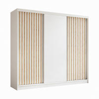 KLEIDERSCHRANK Lumil 240 cm Weiß Griffe silber - Weiß, Holzwerkstoff (240/216/61cm) - KS Home Concept
