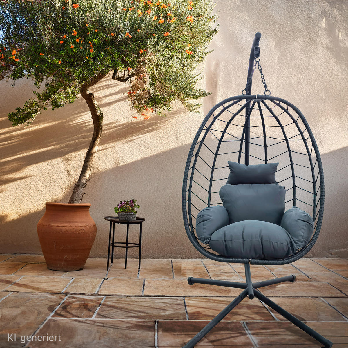 HÄNGESESSEL SHELLY Grau - Grau, Kunststoff (95/195/95cm) - SVITA