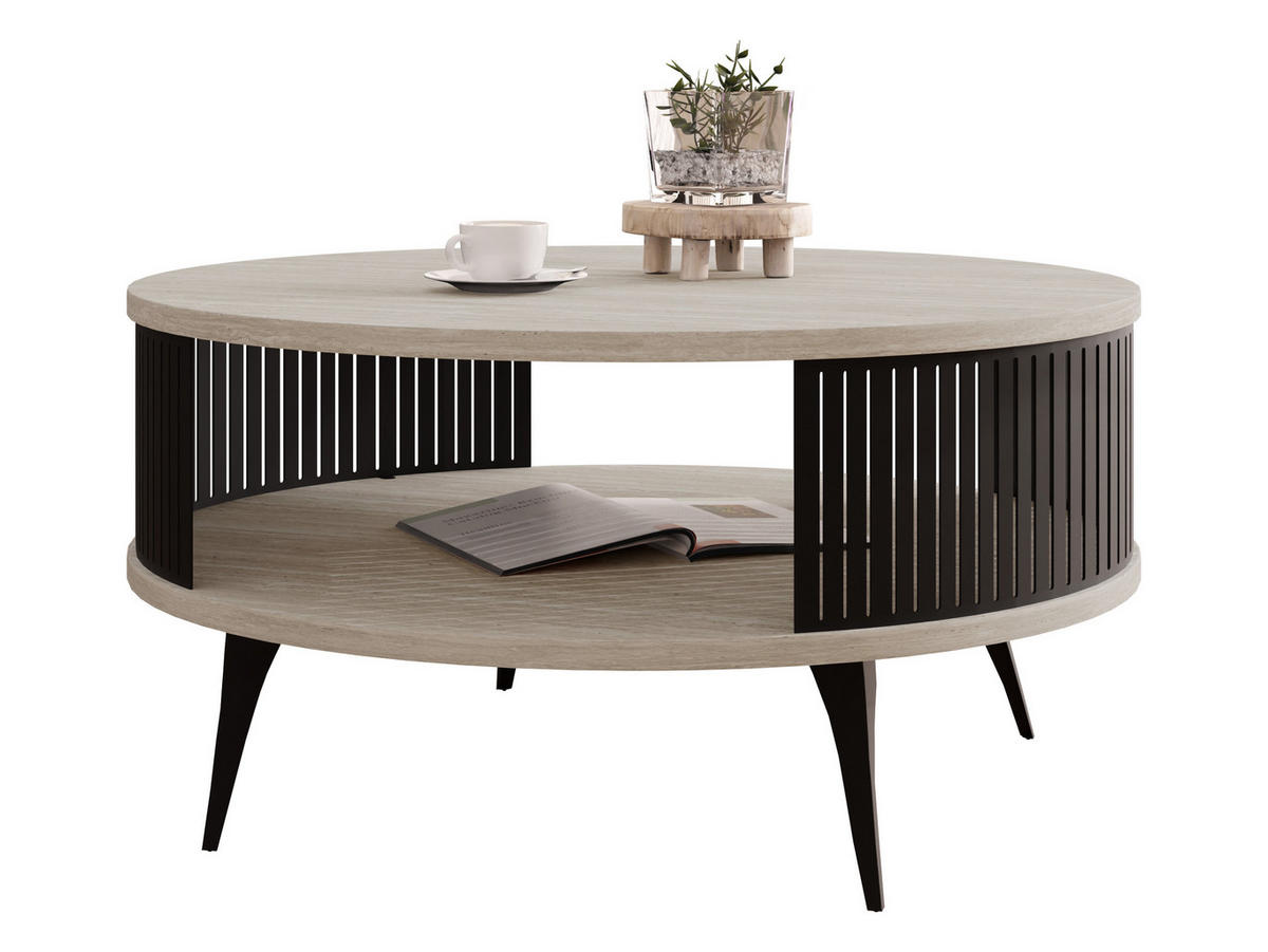 COUCHTISCH Roenni - Taupe/Schwarz, Holzwerkstoff/Metall (75/75/44cm) - MIRJAN24