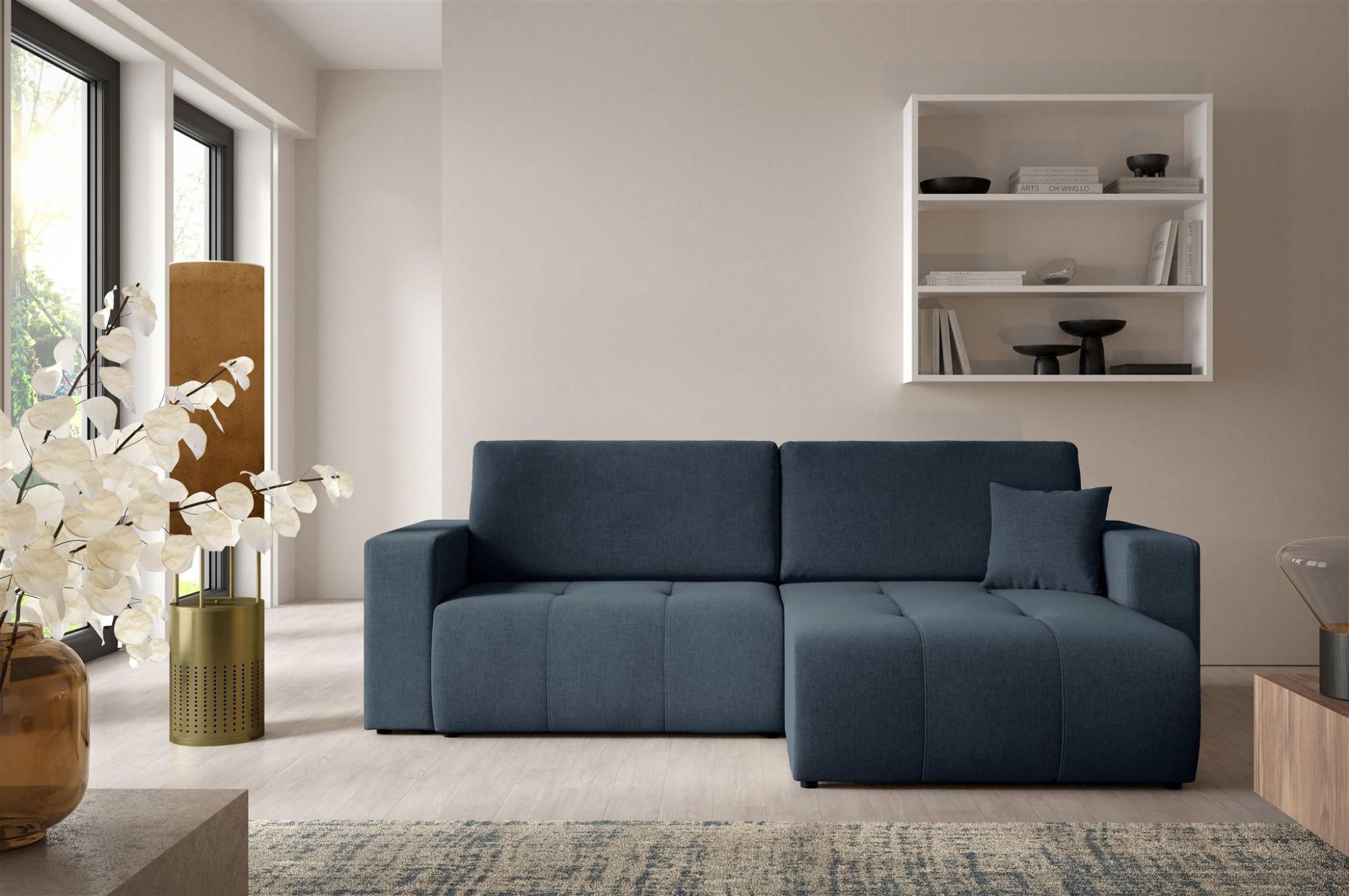 ECKSOFA Augusto - Blau, Holzwerkstoff/Textil (244/149cm) - Fun Möbel