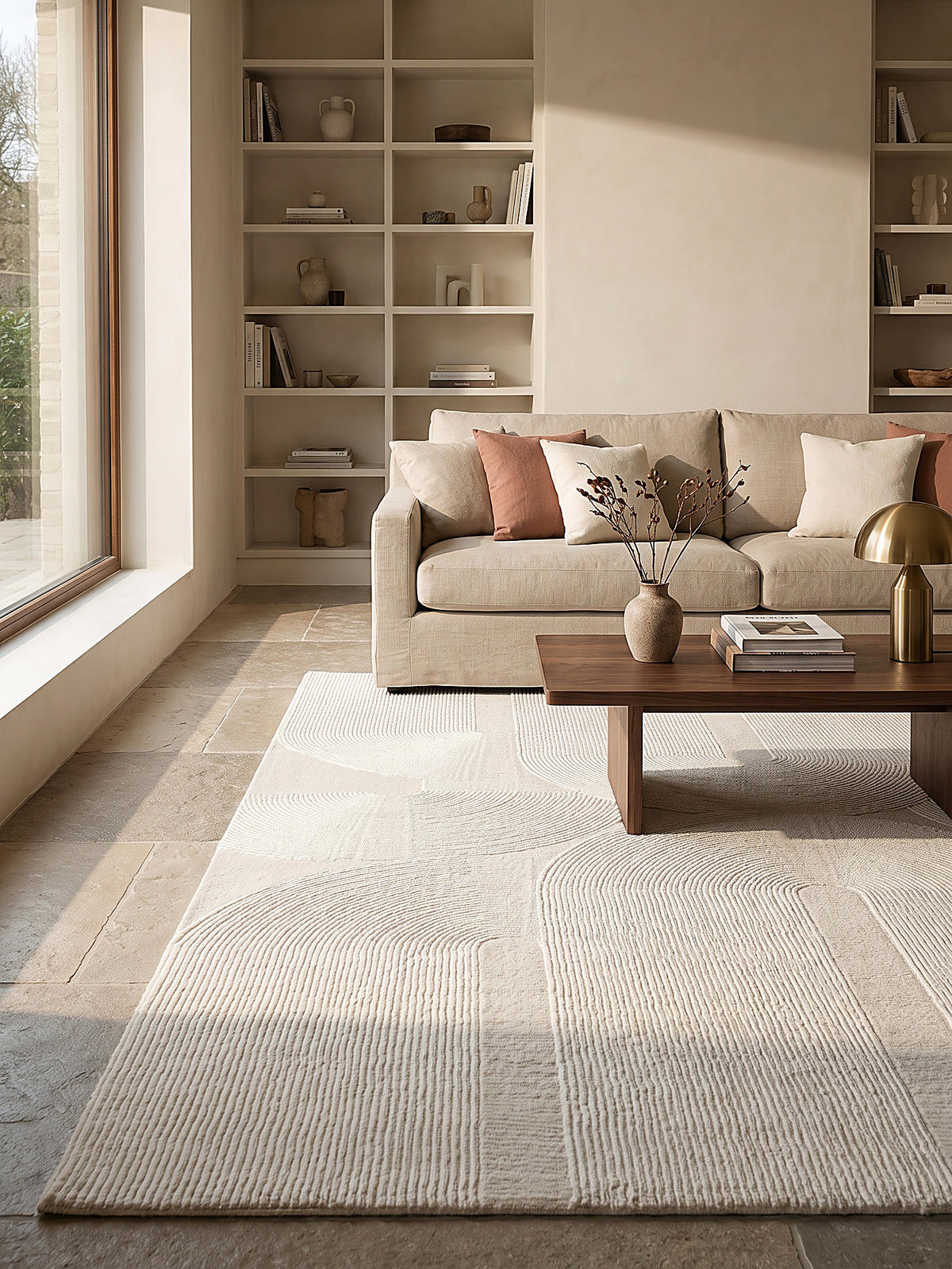 TEPPICH Kurzflor KASOS Waschbar Geometrisch Polyester Creme 80 x 150 cm - Creme, Textil (80/150cm) - KADIMA DESIGN
