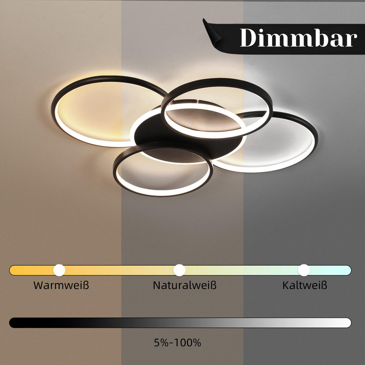 LED-DECKENLEUCHTE Lemoine 55.5/67/6cm - Schwarz, Metall (67/55.5/6cm) - Nettlife