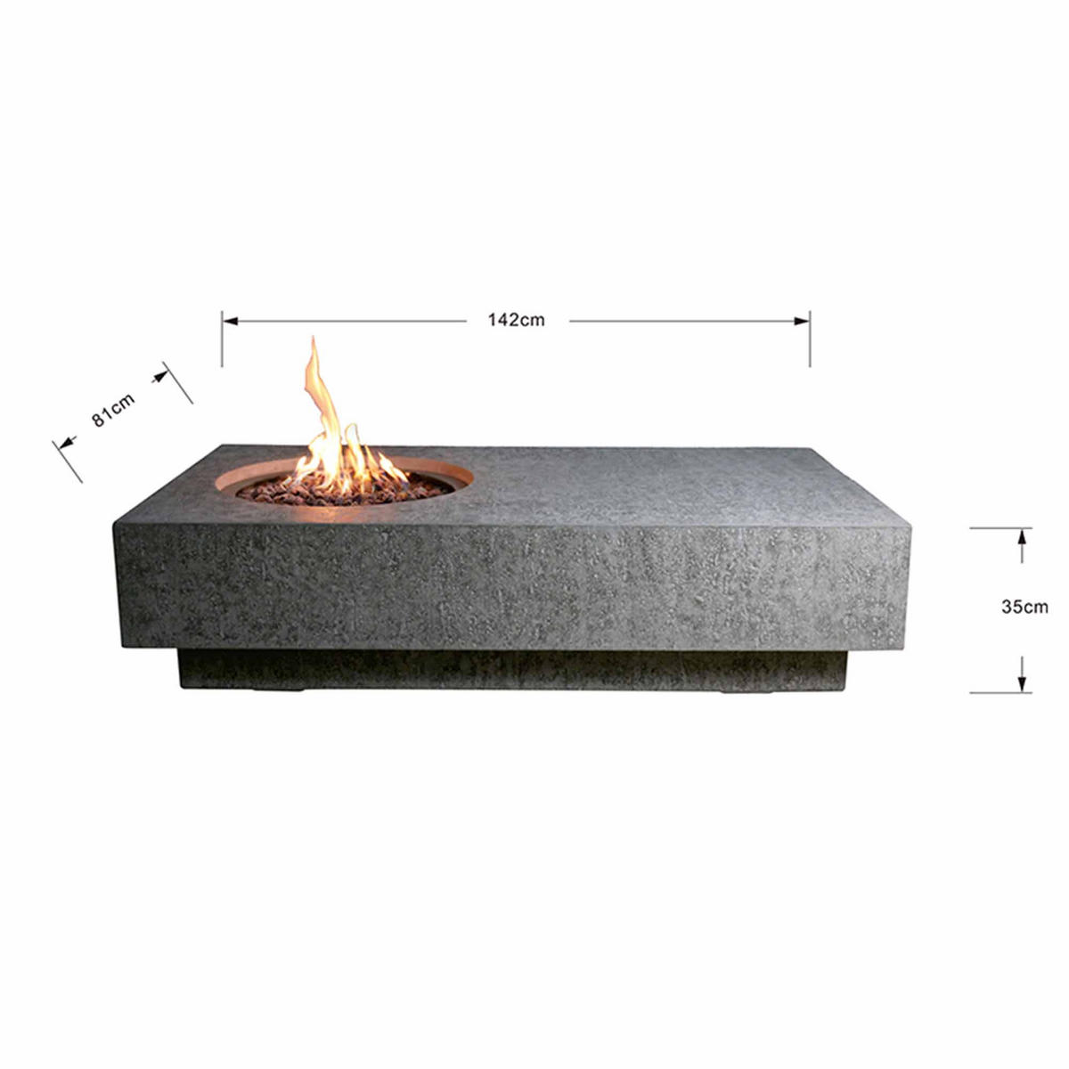 FEUERSTELLE Ubinas in Beton-Optik grau aus Faserbeton - Grau, Stein (86/46/147cm) - Elementi
