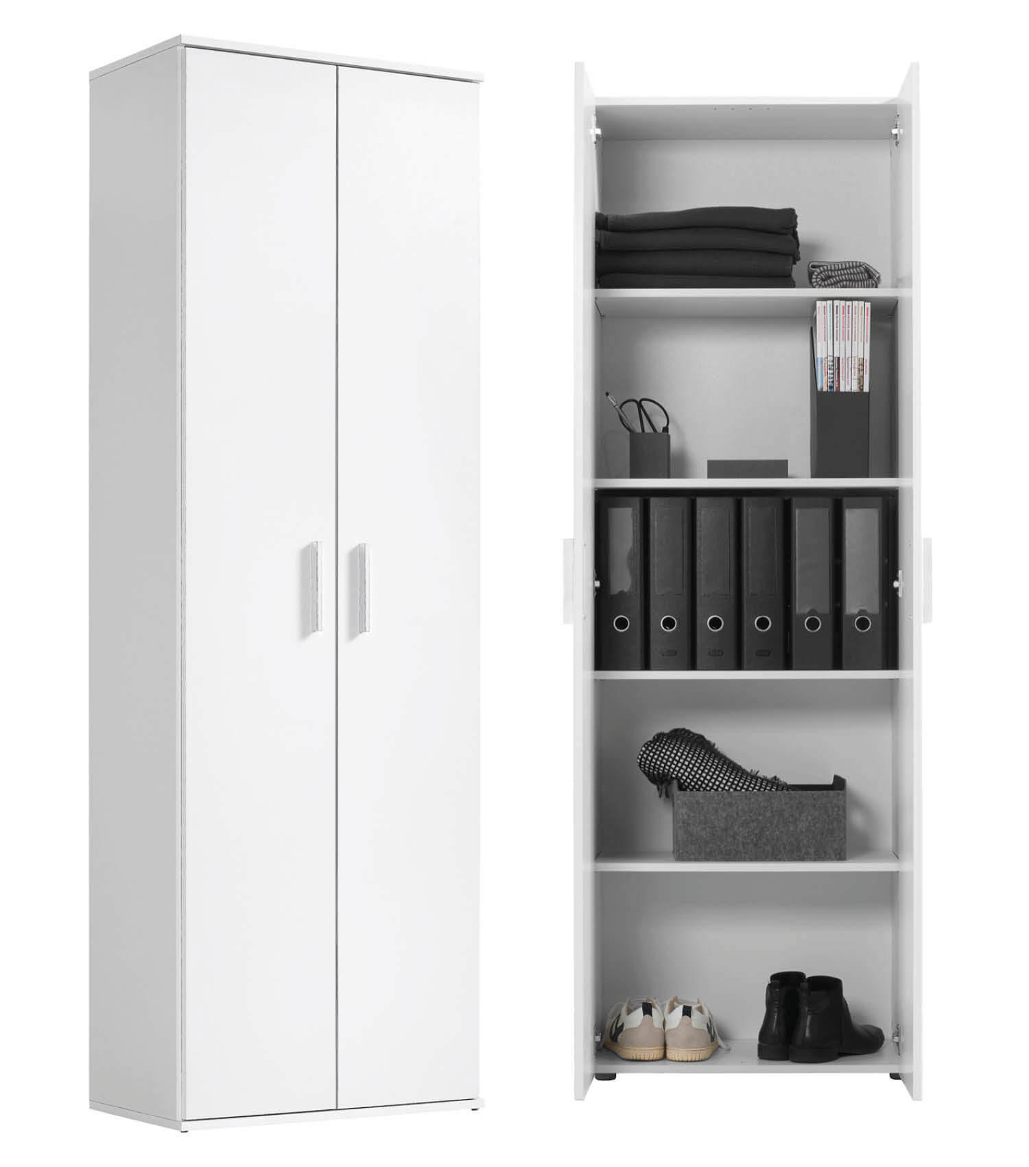 MEHRZWECKSCHRANK Der Lange - Weiß, Holzwerkstoff (60/180/34cm) - Mokebo