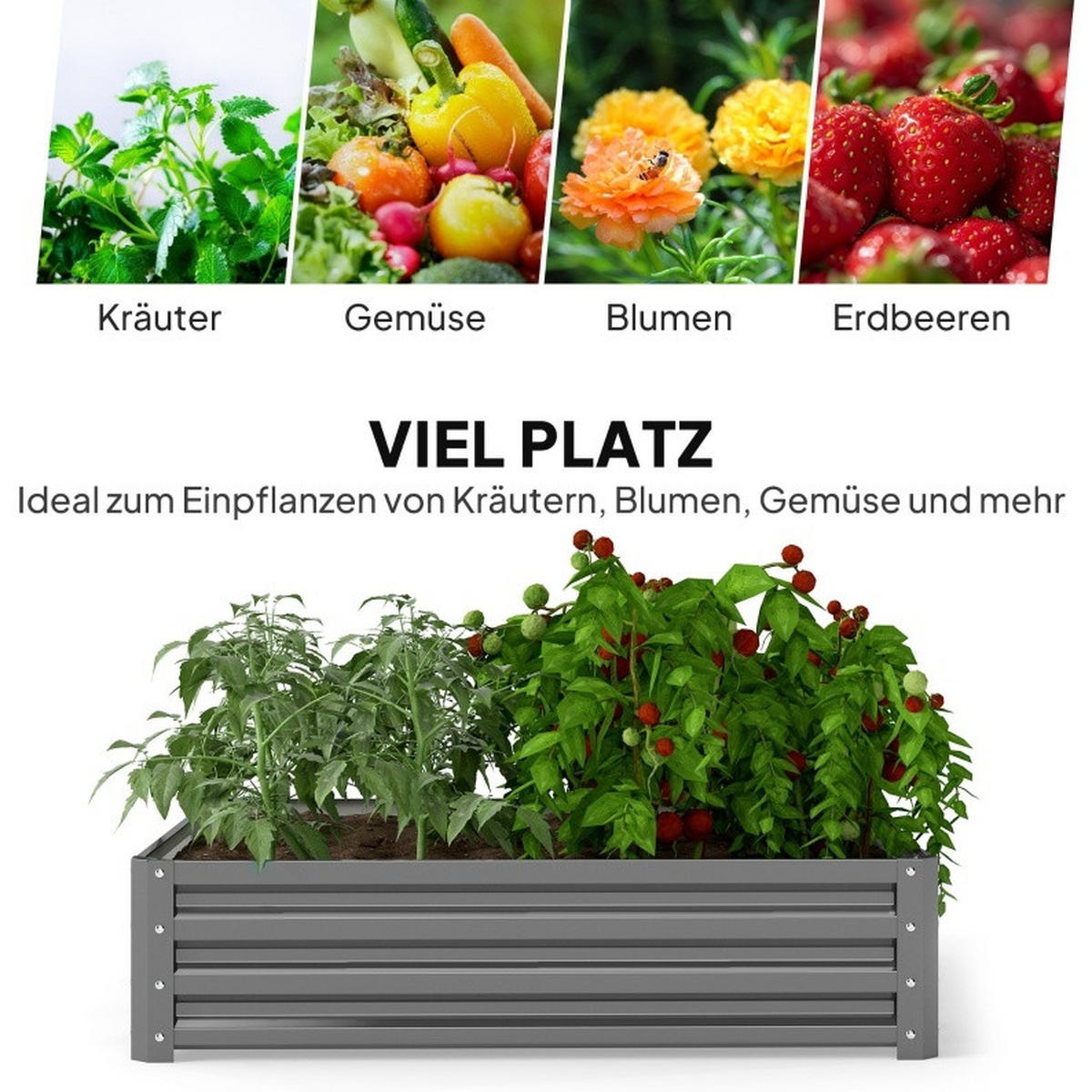 BLUMENKASTEN aus Stahl 120x120x30 cm in Hellgrau - Hellgrau, Metall (120/30/120cm) - Modfu