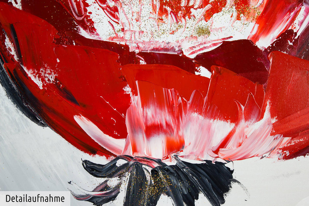ACRYLBILD HANDGEMALT 80/80 cm - Rot, Holz/Textil (80/80cm) - KUNSTLOFT