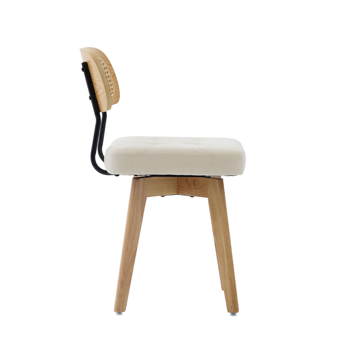 ESSZIMMERSTUHL 2er Set 360° drehbar, Wiener Geflecht, Chenille, Massivholz, Beige - Eichefarben/Beige, Holz/Textil (43/77/50cm) - LVHOM