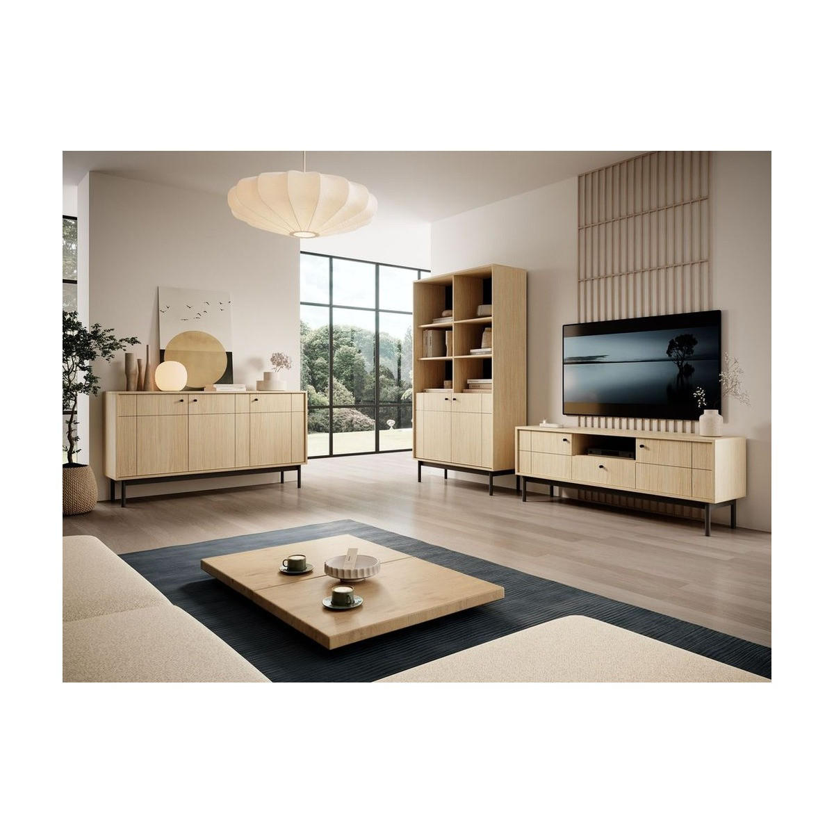 WOHNZIMMER Set – JAPANDI – Eichefarben - Eichefarben, Holzwerkstoff (153.5/83.5/39cm) - hi-markt
