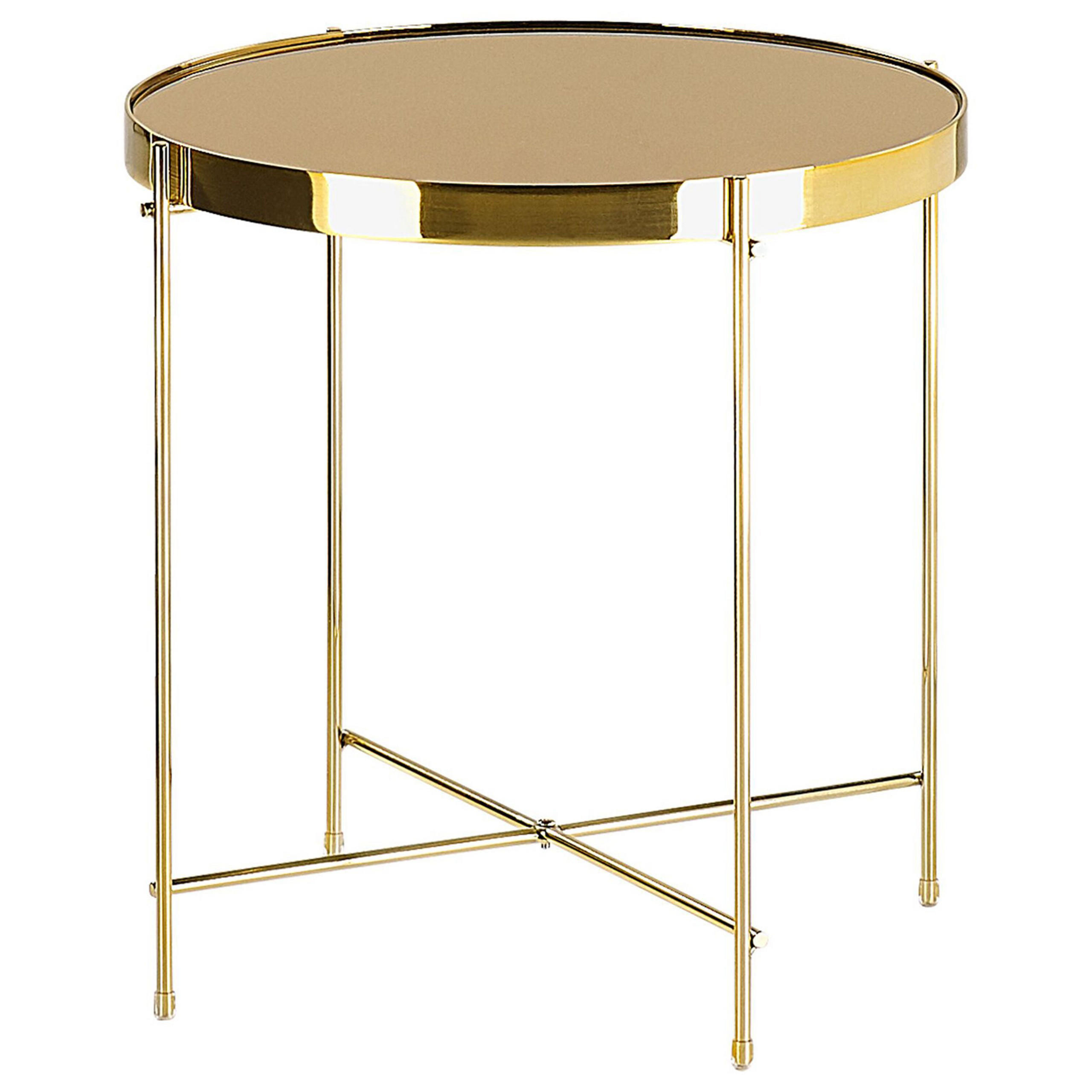 BEISTELLTISCH Glas gold/goldbraun 40 cm Lucea - Goldfarben, Metall (40/40/44cm) - Beliani