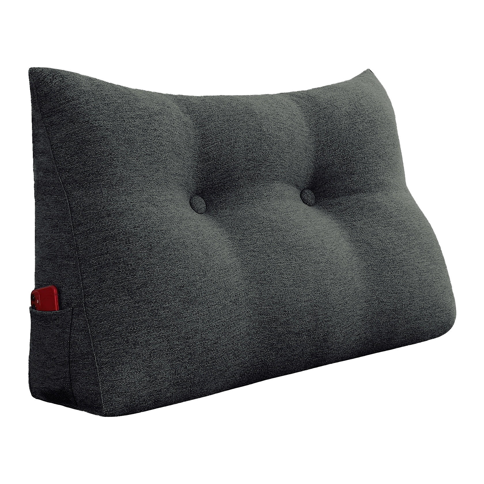 LESEKISSEN für Bett Leinenlook Schwarz 60 cm - Schwarz, Textil (50/60cm) - Vercart