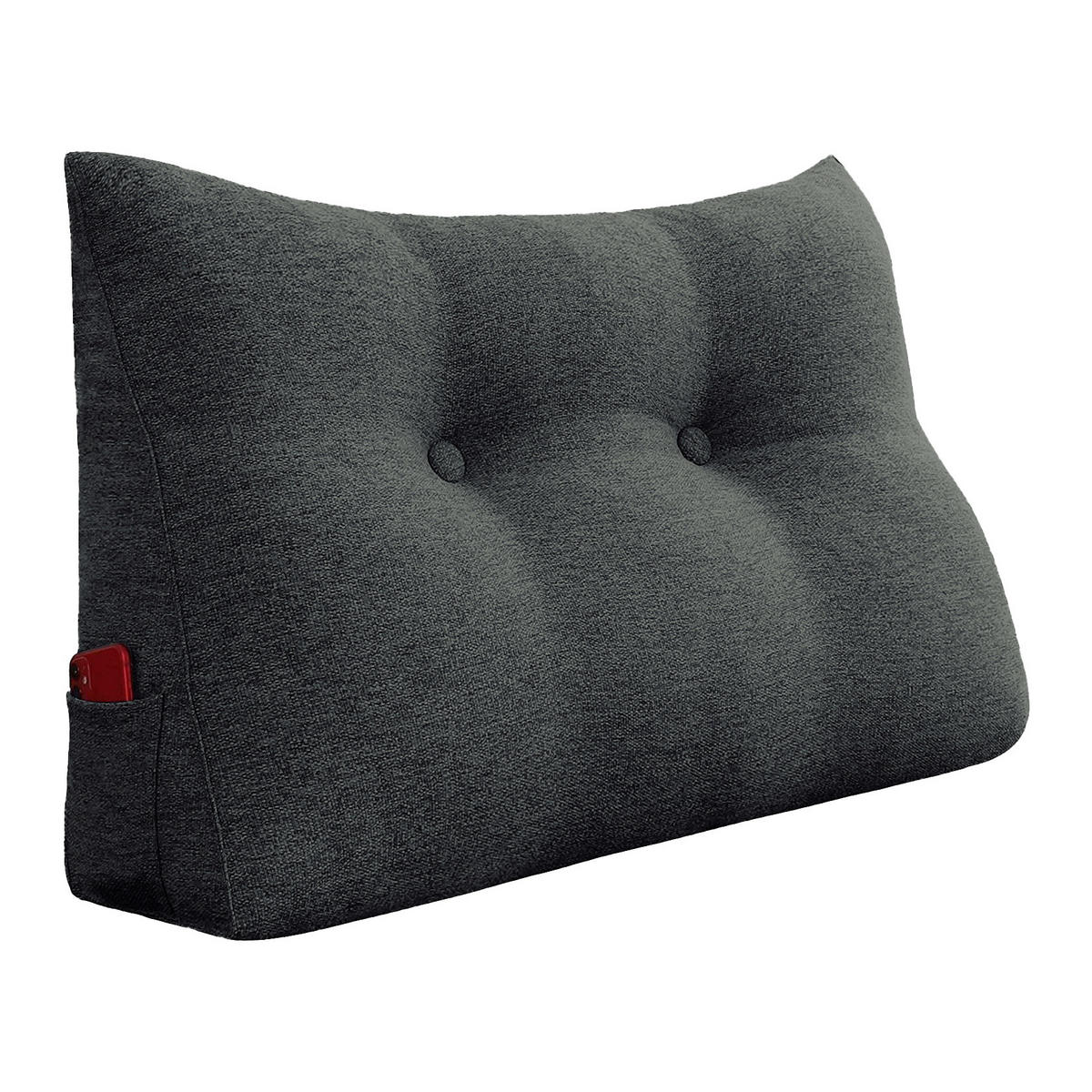 LESEKISSEN für Bett Leinenlook Schwarz 60 cm - Schwarz, Textil (50/60cm) - Vercart