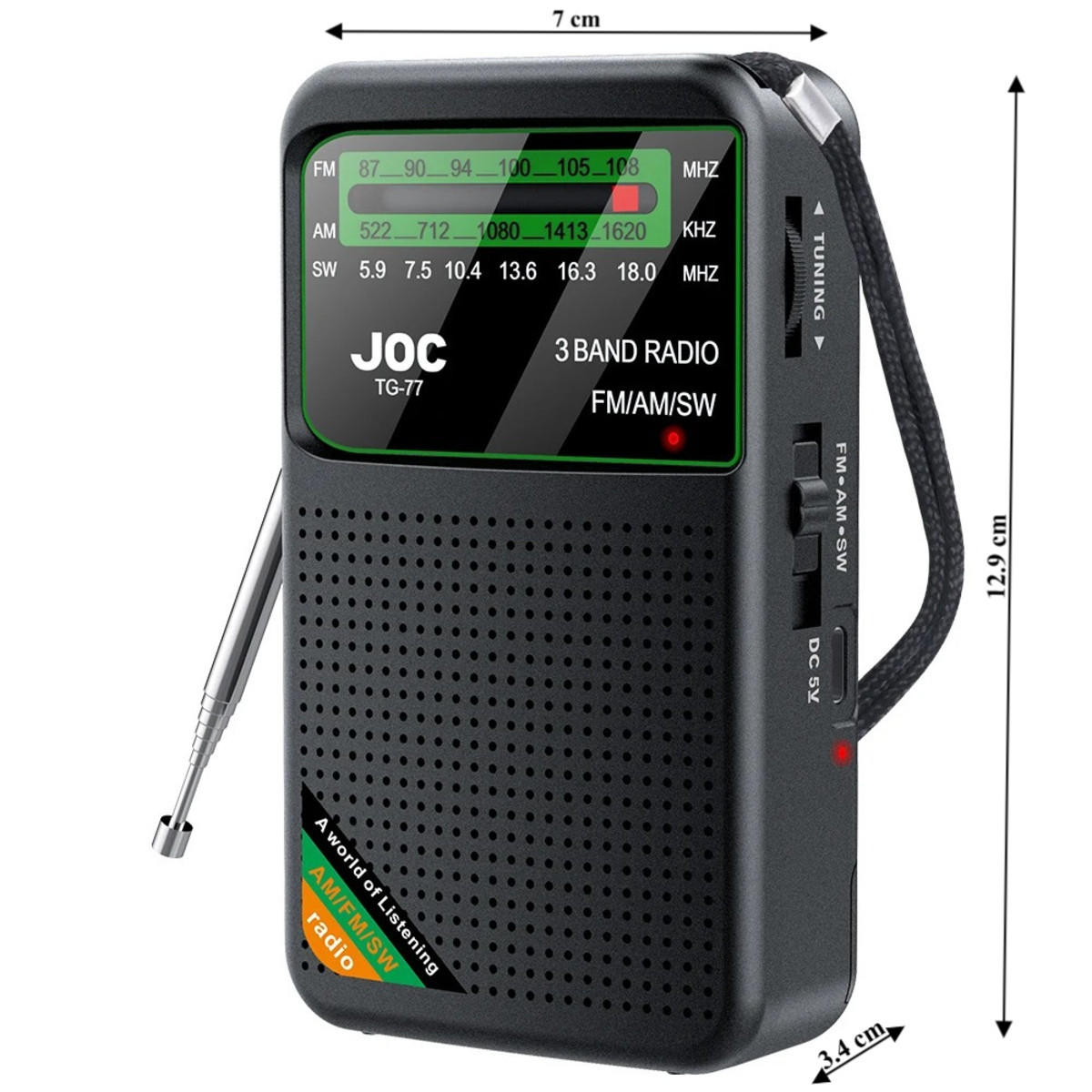 RADIO 7/3.4/12.9 cm - Gelb, Kunststoff (7/3.4/12.9cm) - Authentics