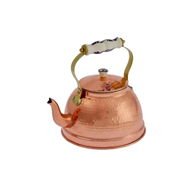 WASSERKESSEL Kupfer, gehämmert, Porzellangriff, 1,5L - Kupferfarben, Keramik/Metall (19cm) - ich-zapfe