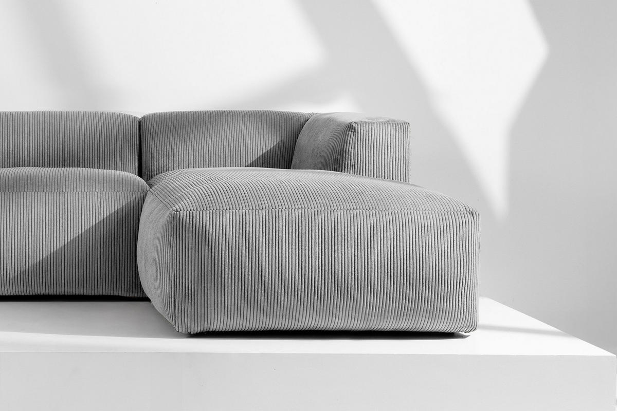 ECKMODULSOFA-RECHTS BUFFO 3/4 Sitzer mit extrem weicher Sitzfläche, Kordstoff, hellgrau - Hellgrau, Textil (237/180cm) - KONSIMO®