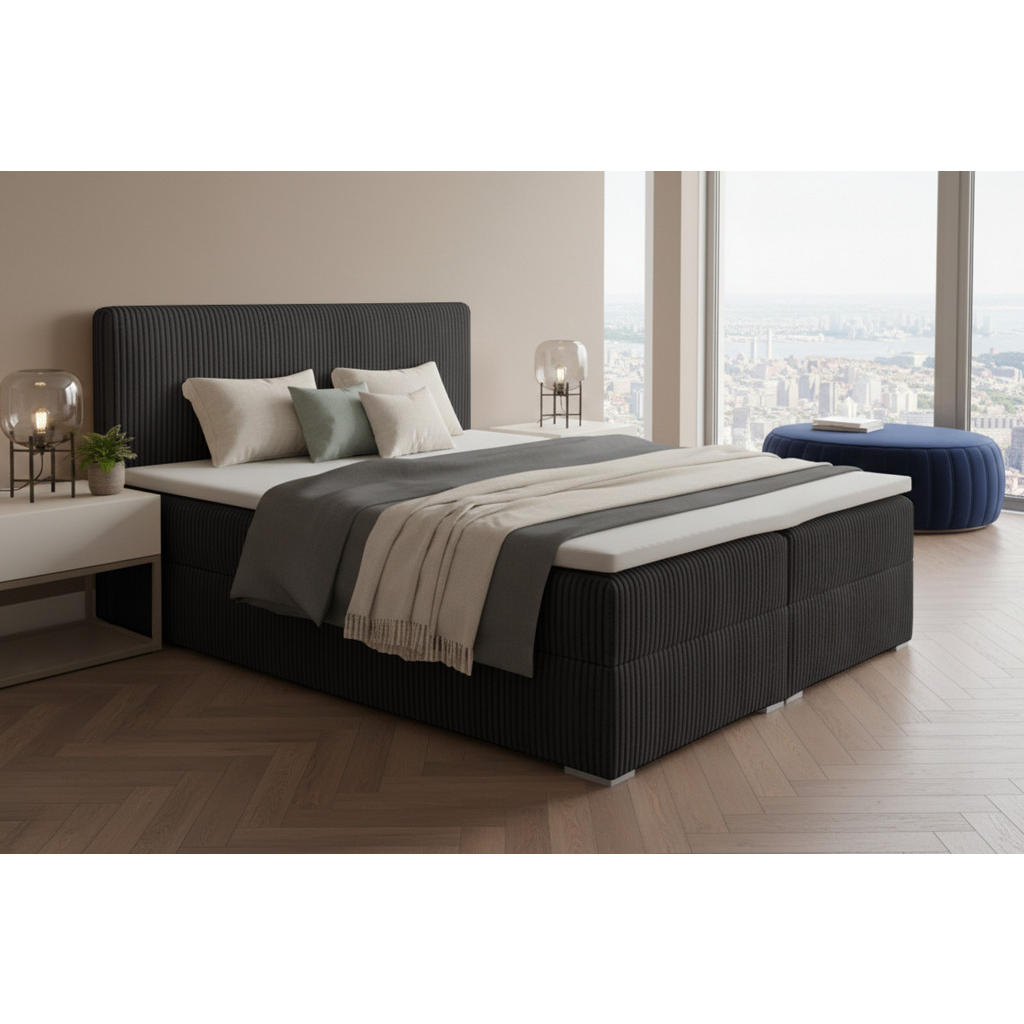 Thumbnail - Deine Möbel 24 Boxbett, Schwarz, Holz, Holzwerkstoff, Textil, H3, 140x200 cm, Schlafzimmer, Betten, Boxspringbetten