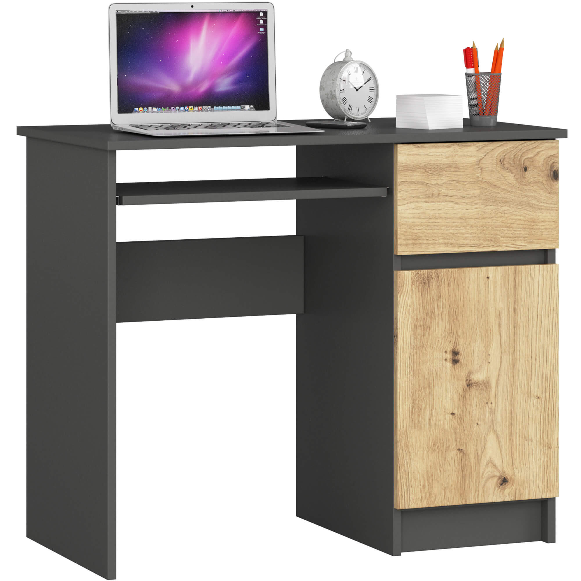 RAUMHIRSCH FURNITURE PSACÍ STŮL grafitově šedý, dub Artisan 77/90/50