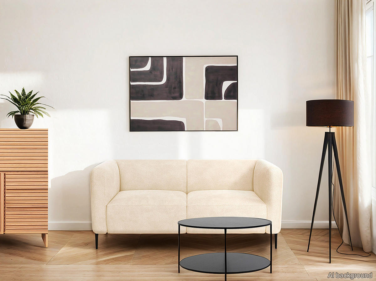 2,5-SITZER SOFA - Beige/Schwarz, Textil/Metall (175/74/88cm) - home24