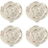SCHRANKKNOPF Gold 4er-Set 31 mm Zinklegierung - Weiß, Metall (3.1/0.23/3.1cm)