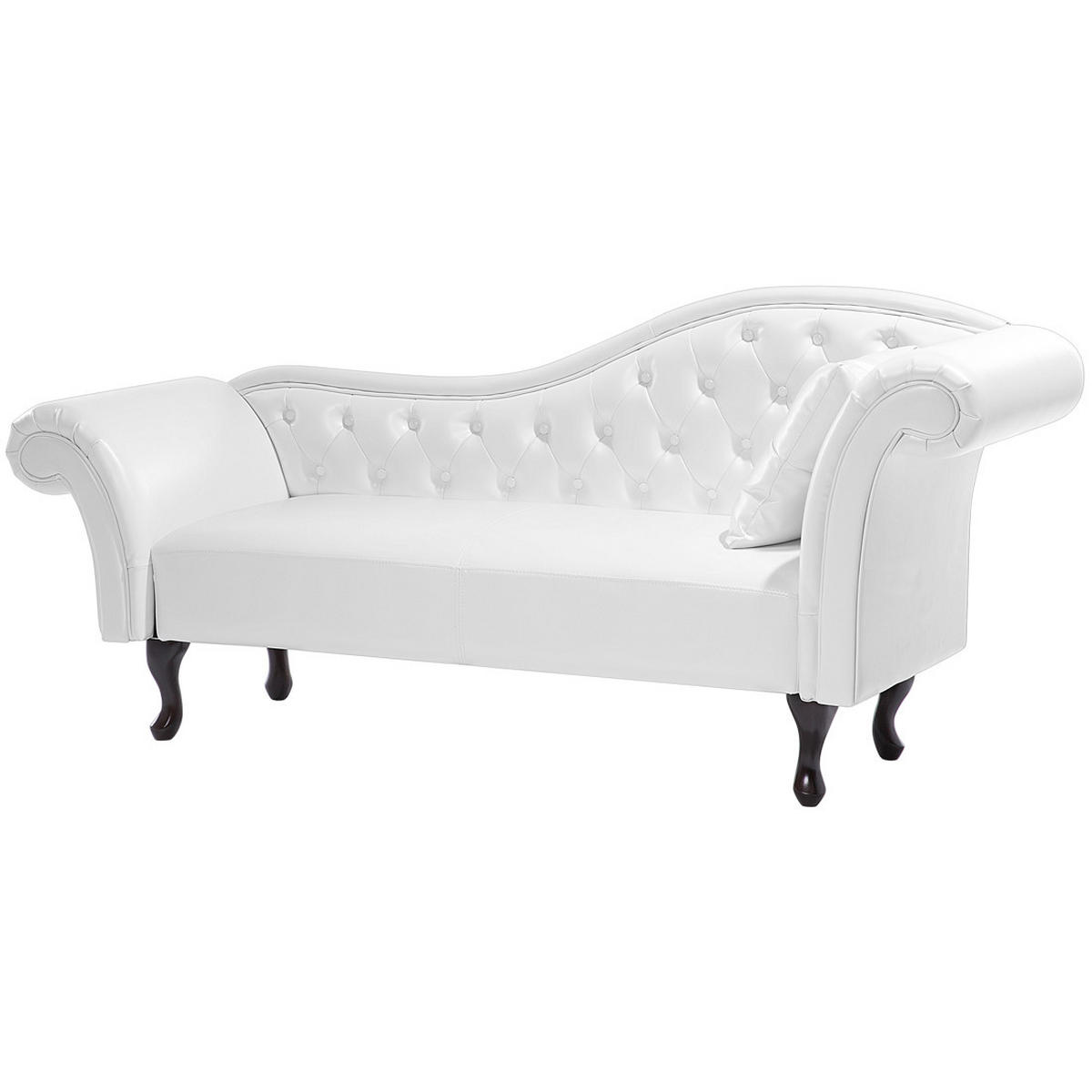 CHAISELONGUE Kunstleder weiß rechtsseitig Lattes - Schwarz/Weiß, Kunststoff (188/87/59cm) - Beliani