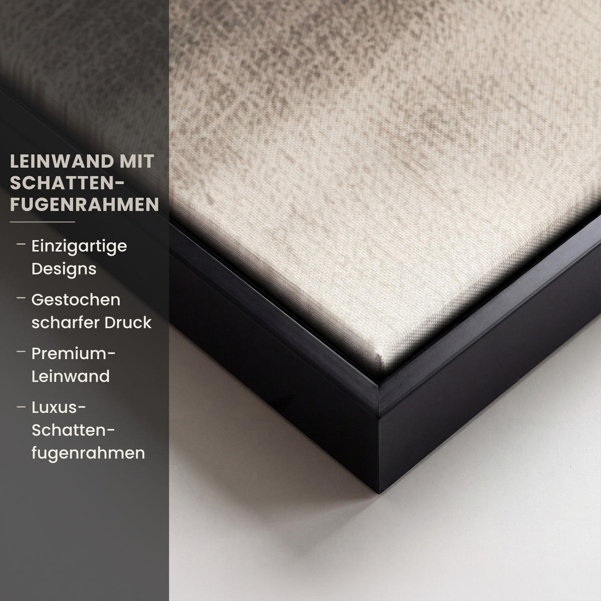 LEINWAND Bilder mit Rahmen - Abstrakt - Wellen - Schwarz - Verwittert - 90x90 - Trüffeleichefarben, Textil (90/90cm) - MuchoWow