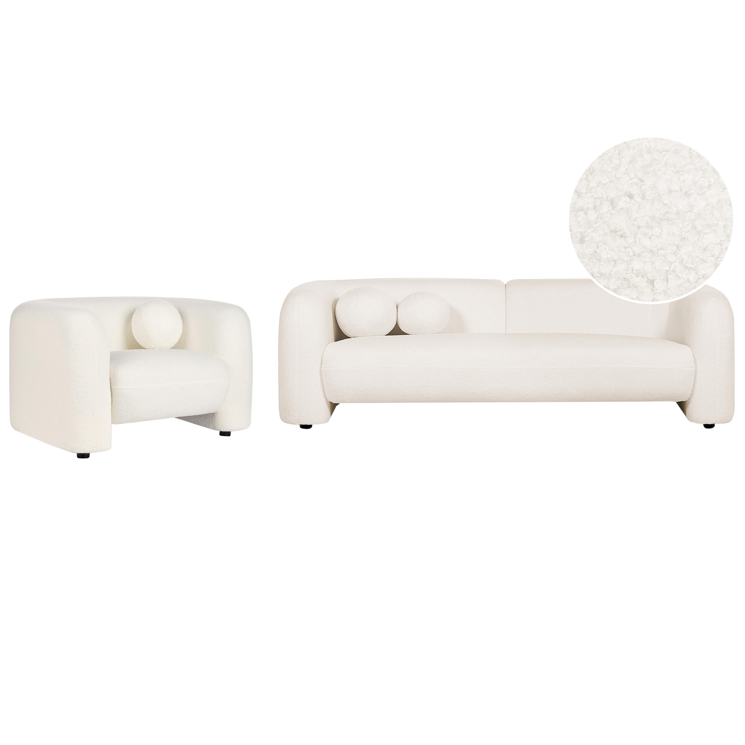 4-SITZER-SOFA SET Bouclé weiß Leiren - Weiß, Textil (83/83/224cm) - Beliani
