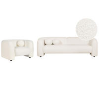 4-SITZER-SOFA SET Bouclé weiß Leiren - Weiß, Textil (83/83/224cm) - Beliani