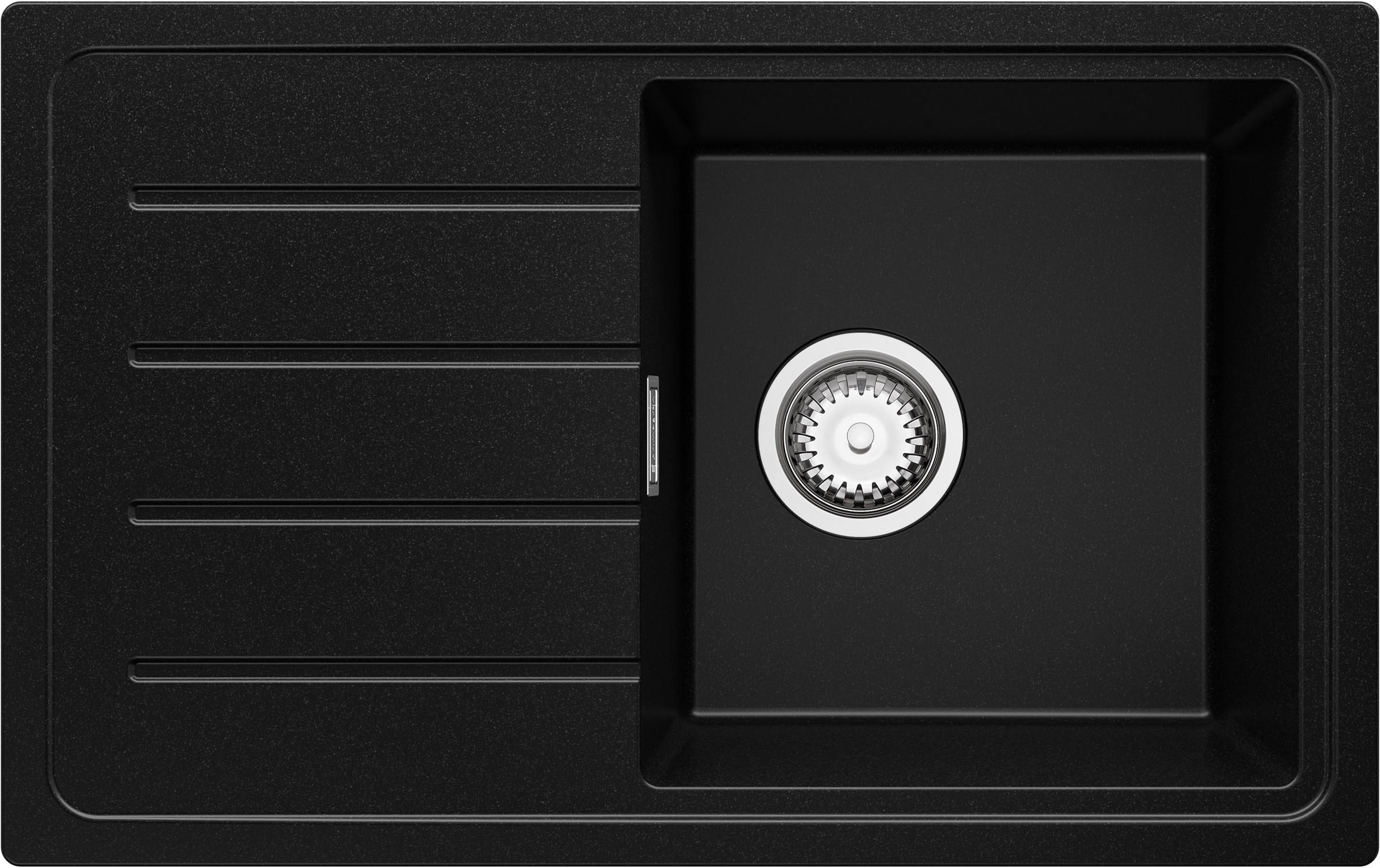 SPÜLBECKEN Kopenhagen Easy, 2-er set Schwarz 70/44 cm 1 Becken + Ablauf-Set ab 45er Unterschrank - Chromfarben/Schwarz, Kunststoff (70/20/44cm) - Primagran