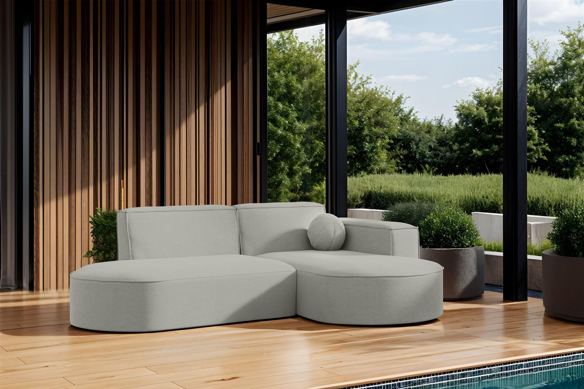 ECKSOFA Sunday Xs - Hellgrau, Holzwerkstoff (236/78/165cm) - Fun Möbel