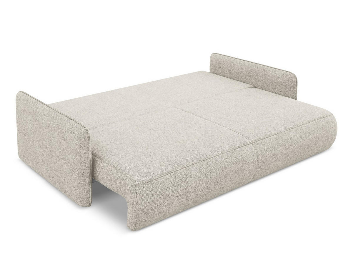 3-SITZER SOFA mit Schlaffunktion Chenille Stoff Grau - Silberfarben/Schwarz, Kunststoff/Textil (216/86/105cm) - Makamii