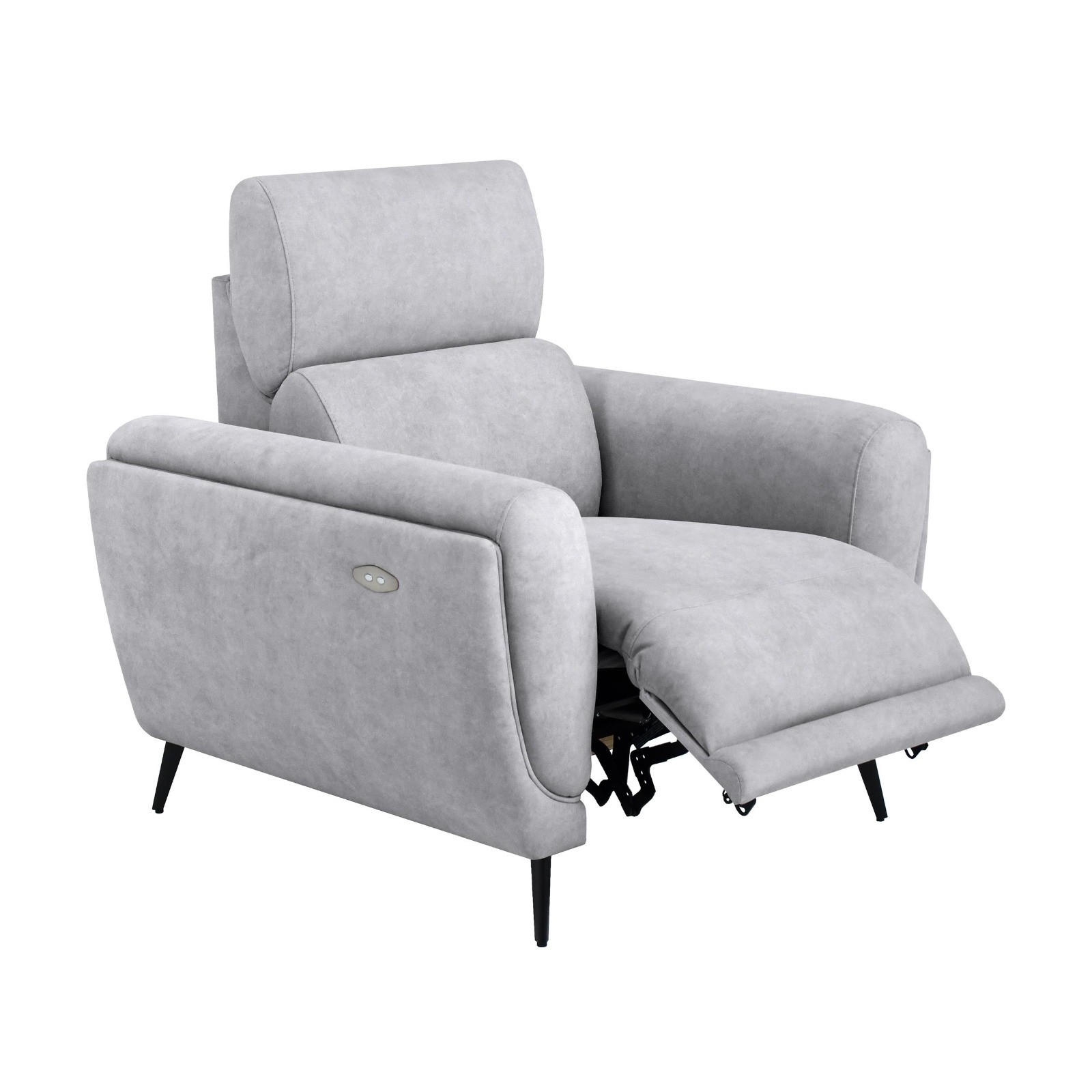 Beautysofa RELAXAČNÍ KŘESLO Comfort s elektrickým polohováním a nastavitelnou opěrkou hlavy, světle šedá