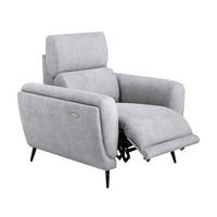 RELAXSESSEL Comfort, mit elektrischer Verstellung und verstellbarer Kopfstütze, Hellgrau - Hellgrau/Schwarz, Textil (103/97/102cm) - Beautysofa
