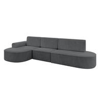 ECKSOFA mit Schlaffunktion Ottomane Links MARI L2-S 368X167X85 Dunkelgrau Cord - Graphitfarben/Schwarz, Holzwerkstoff/Kunststoff (368/167cm) - ALTDECOR
