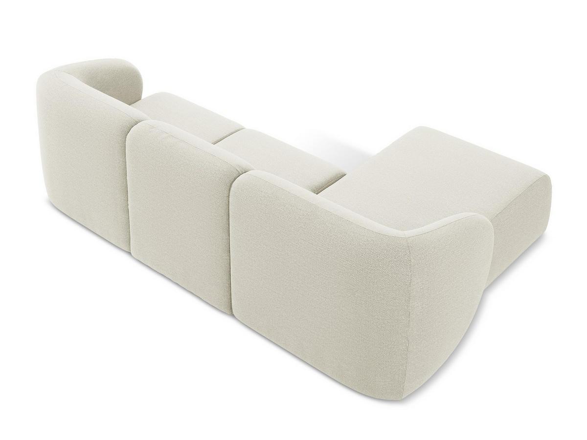SOFAELEMENT Links Bouclé Stoff Beige - Sandfarben/Schwarz, Holzwerkstoff/Kunststoff (91/75/166cm) - Makamii