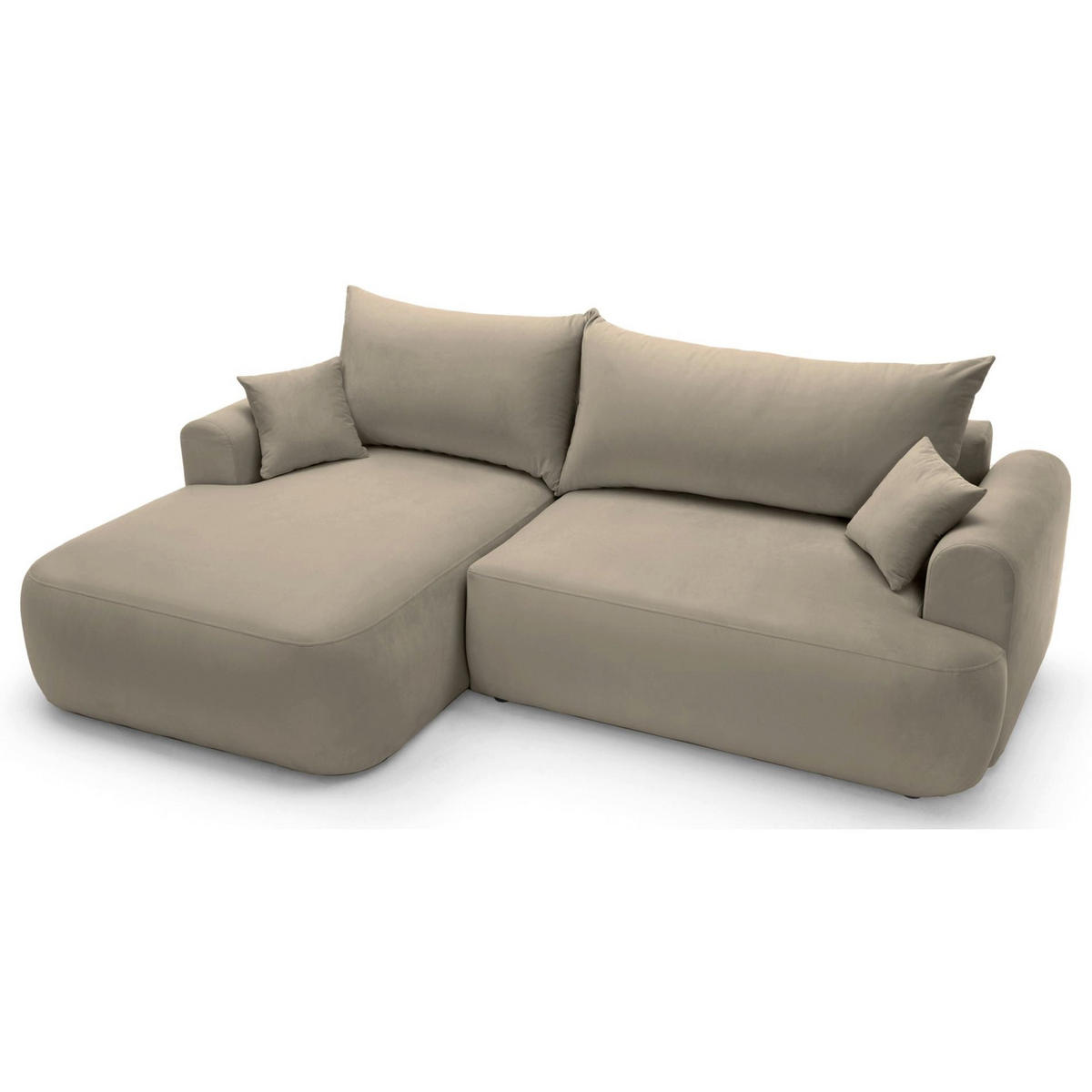 ECKSOFA Ovo Grau-Beige mit wasserabweisendem Samtbezug - Taupe/Schwarz, Kunststoff/Textil (260/165cm) - Selsey