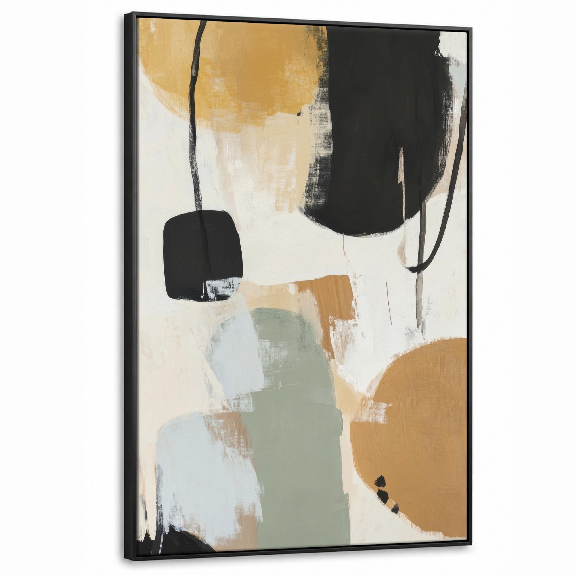 LEINWAND Bilder mit Rahmen - Farbe - Abstrakt - Farben - 100x150 - Currygelb, Textil (100/150cm) - MuchoWow