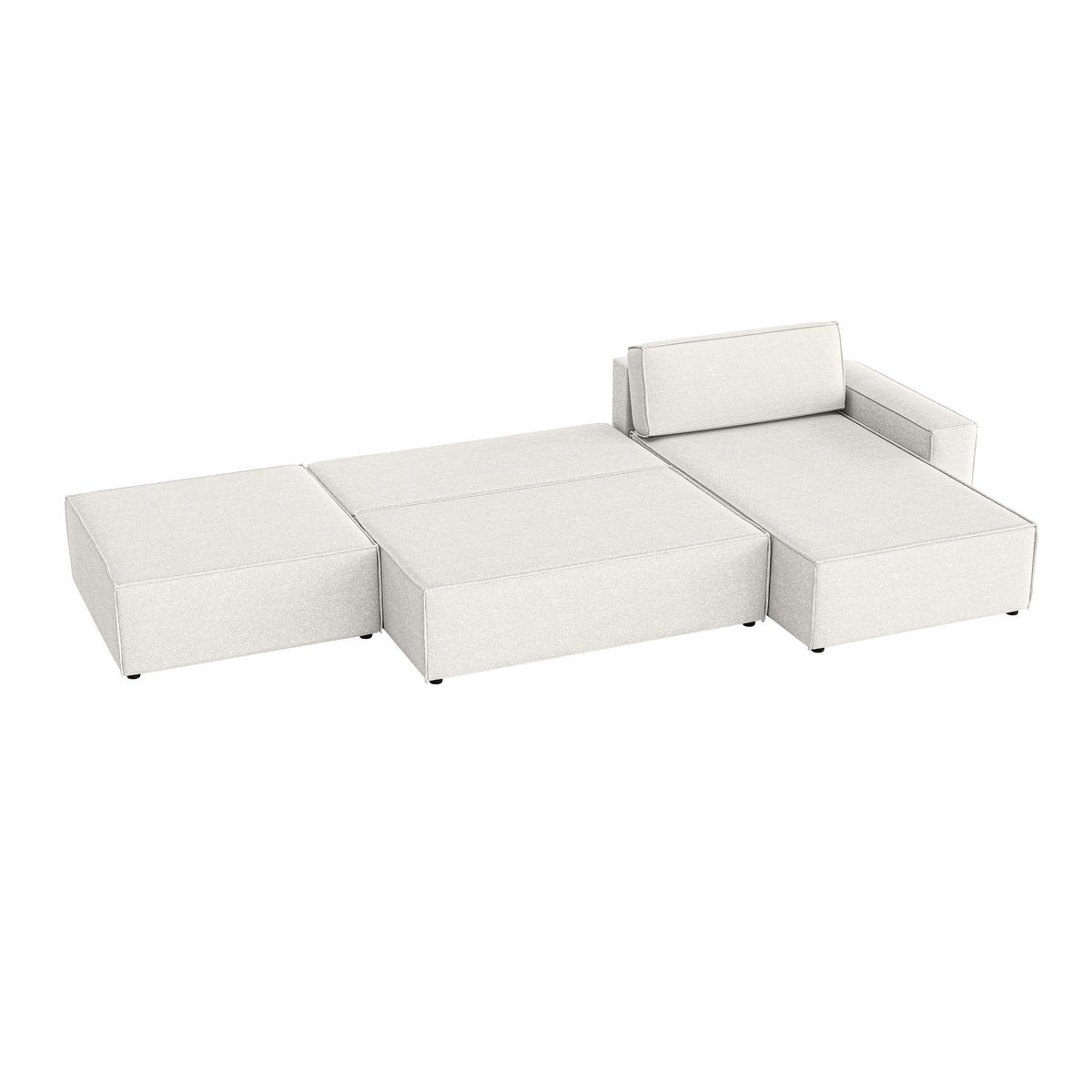 ECKSOFA Lummo La mit Schlaffunktion, Cremeweiß - Weiß, Textil (363/185cm) - Fedve