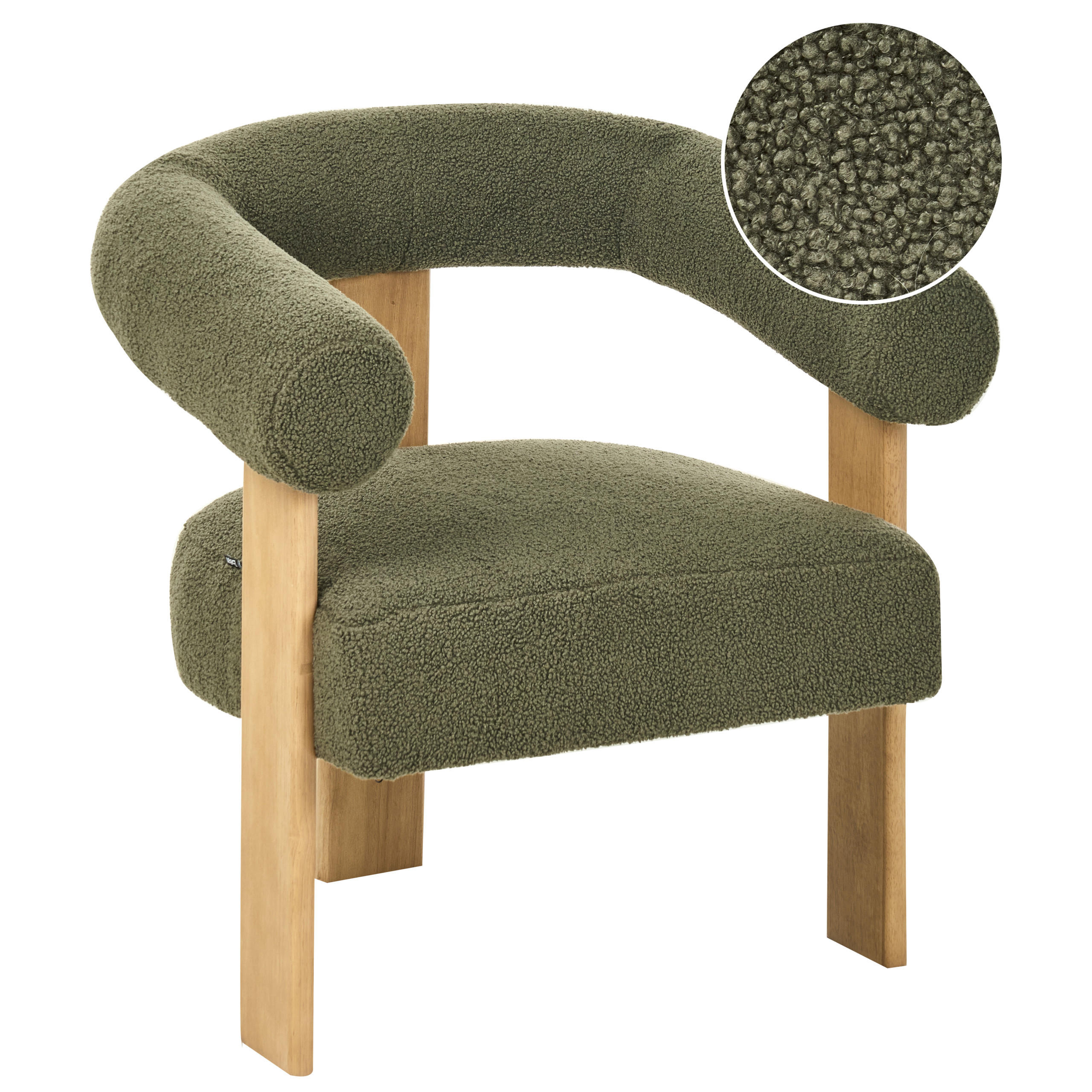 SESSEL Bouclé Grün/Hellbraun Ilbro - Braun/Grün, Textil (77/76/68cm) - Beliani