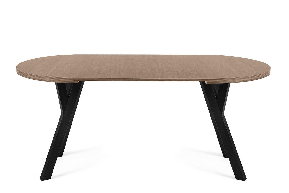 ESSTISCH INDAGA Ausziehbar 100-180cm Rund, lefkas/schwarz - Schwarz/Braun, Holz (100/180/75cm) - KONSIMO®