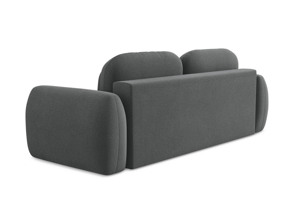 3-SITZER SOFA mit Schlaffunktion Bouclé Stoff Grau - Dunkelgrau/Schwarz, Holzwerkstoff/Kunststoff (266/95/121cm) - LaMiaSofa
