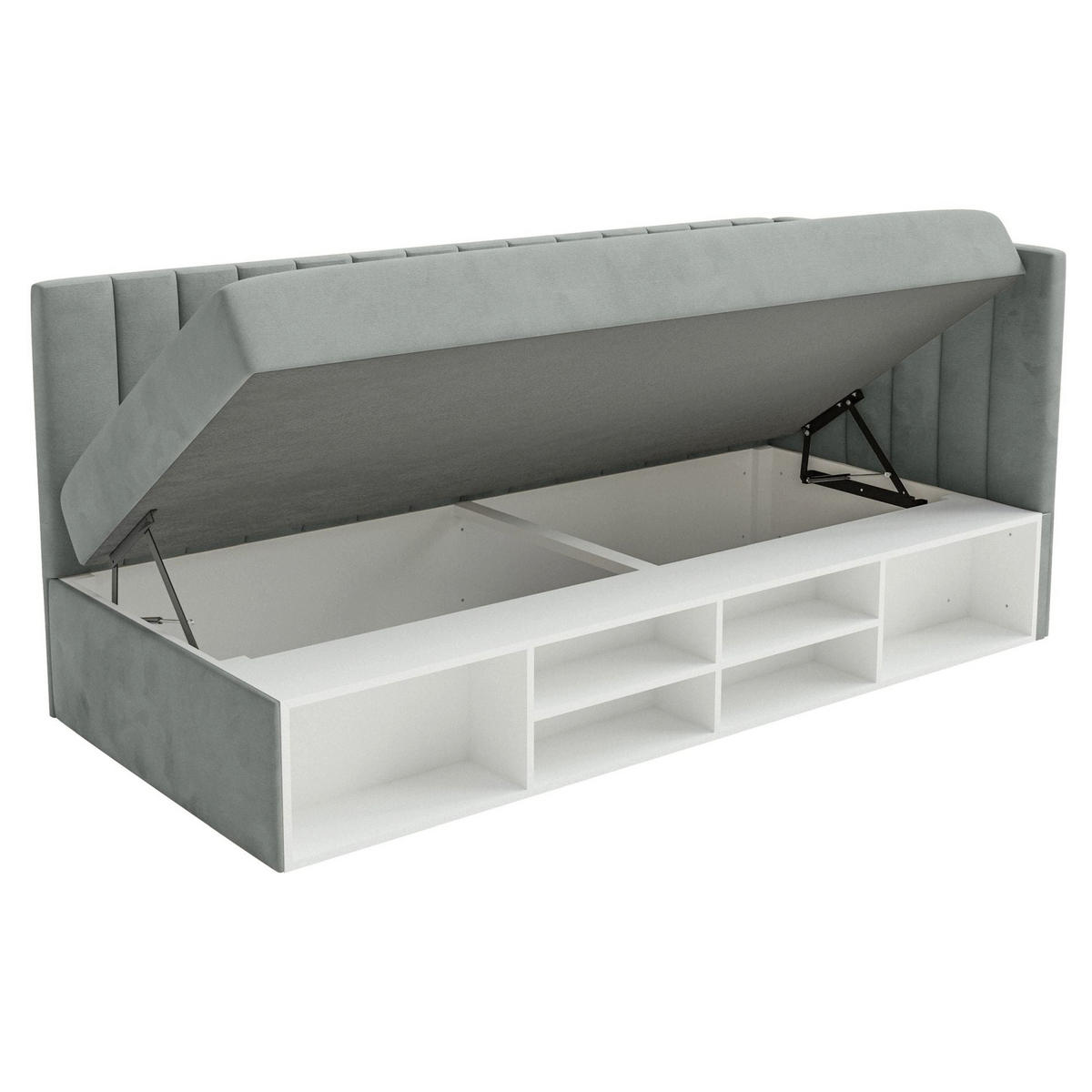 JUGENDBETT Ventrio Grau Easy-Clean-Samtbezug 90x200 cm - Grau, Holz/Textil (90/200cm) - Selsey