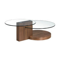 COUCHTISCH Runder Glas , Walnuss 120/80/38 cm - Transparent/Nussbaumfarben, Glas/Holz (80/120/38cm) - ANGEL CERDA