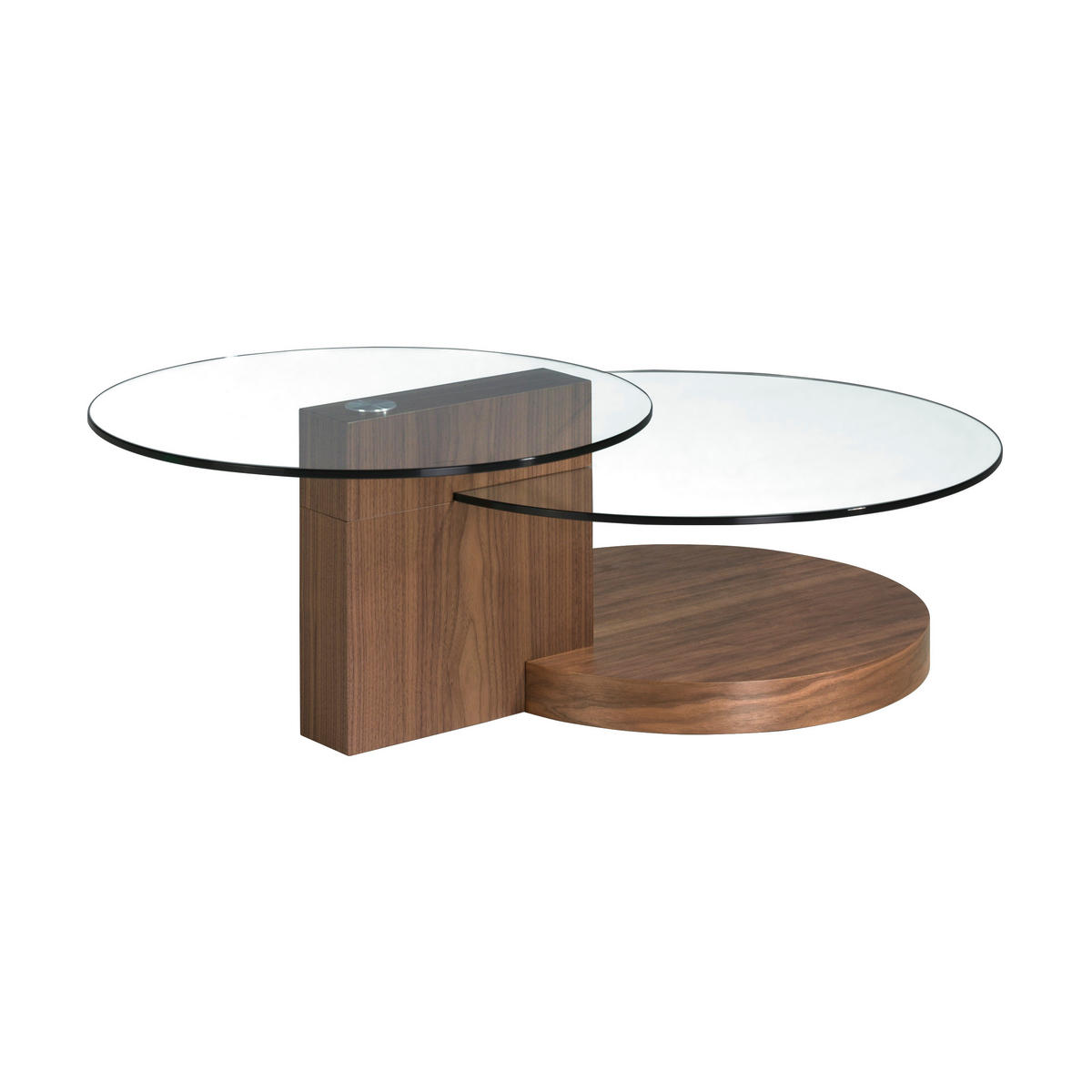 COUCHTISCH Runder Glas , Walnuss 120/80/38 cm - Transparent/Nussbaumfarben, Glas/Holz (80/120/38cm) - ANGEL CERDA