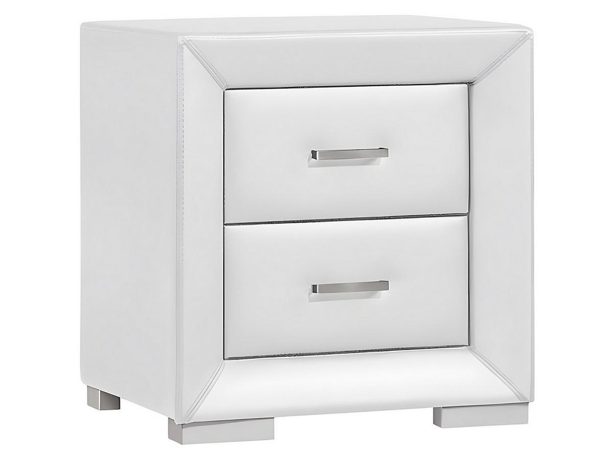 NACHTTISCH - 51.5 cm x 43 cm - Kunstleder - Weiß - CAPITOLE - Weiß, Leder (51.5/54.5/43cm) - Vente-Unique