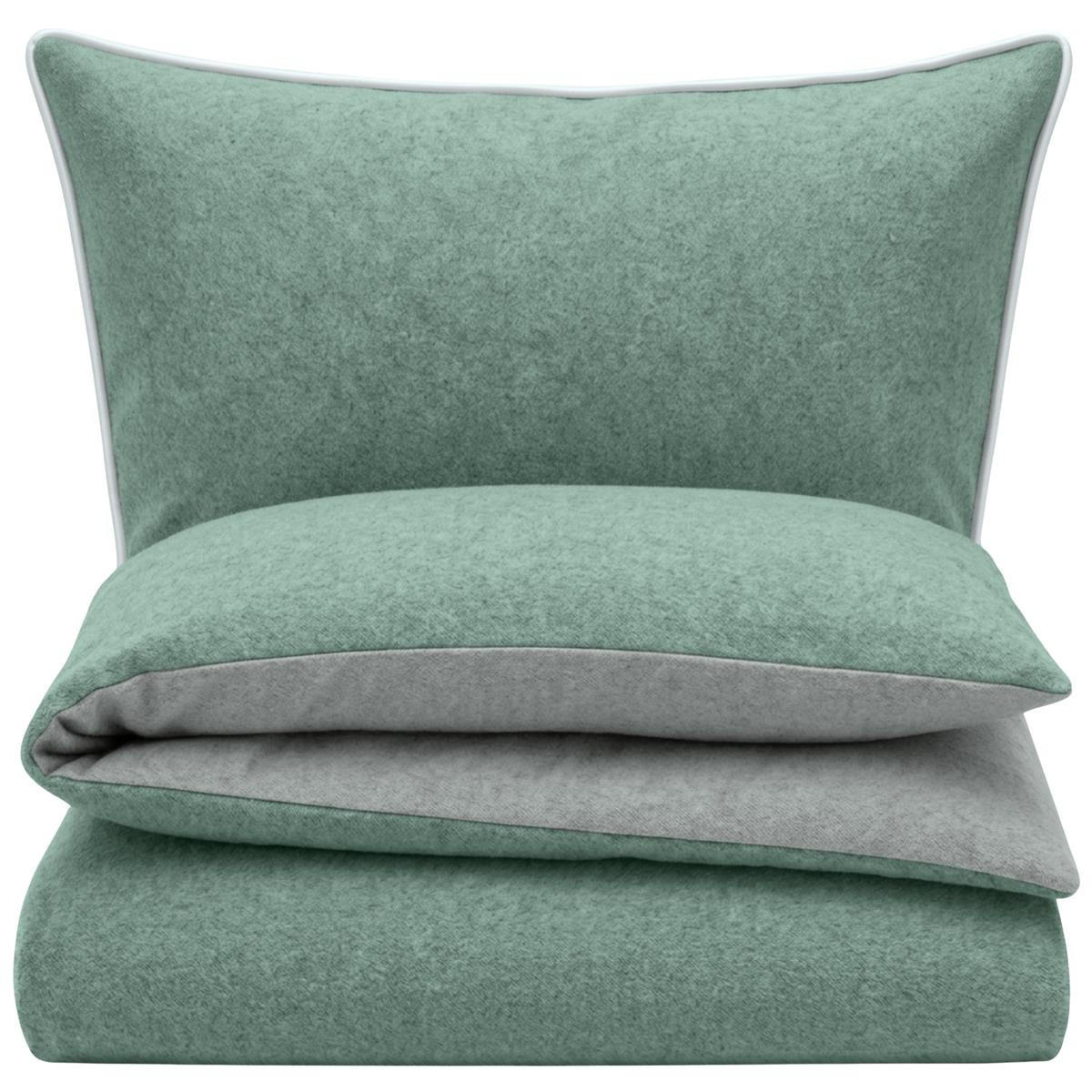 Carpe Sonno BIBER-BETTWÄSCHE 155x220 - Made in Germany! Kuschelig warmer Flanell Bettbezug mit Satinpaspel aus 100% Baumwolle für Herbst & Winter