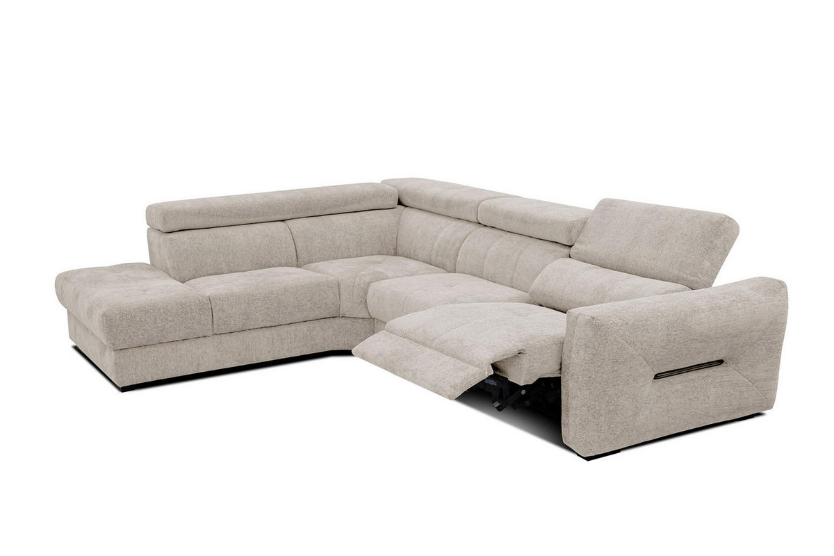 ECKSOFA CALVERA 5-Sitzer mit 1 Relaxfunktion, ecru - Ecru, Holzwerkstoff/Textil (239/298cm) - Courtois Laville