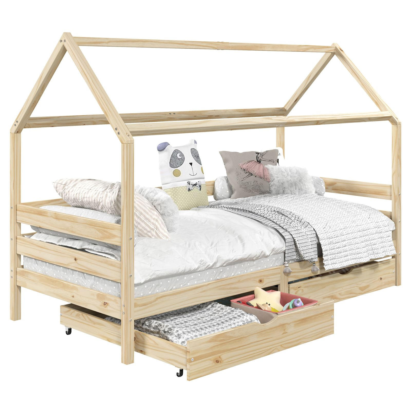 HAUSBETT CLIA 90x200 cm - Naturfarben, Holz (96/145/206cm) - IDIMEX